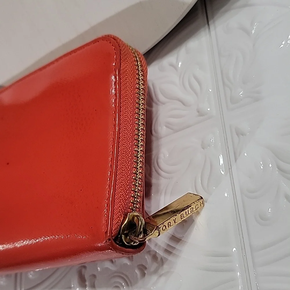 Tory Burch Poppy Red Robinson Continental Patent Leather Wallet